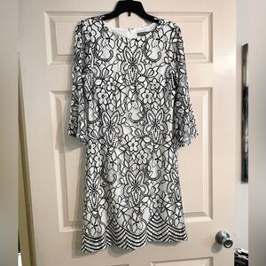 Black and White Floral Lace Dress
